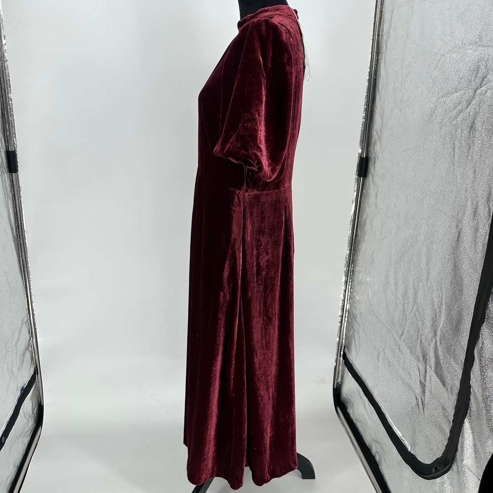 Boden Velvet Midi Dress in Deep Burgundy - Picture 7 of 8